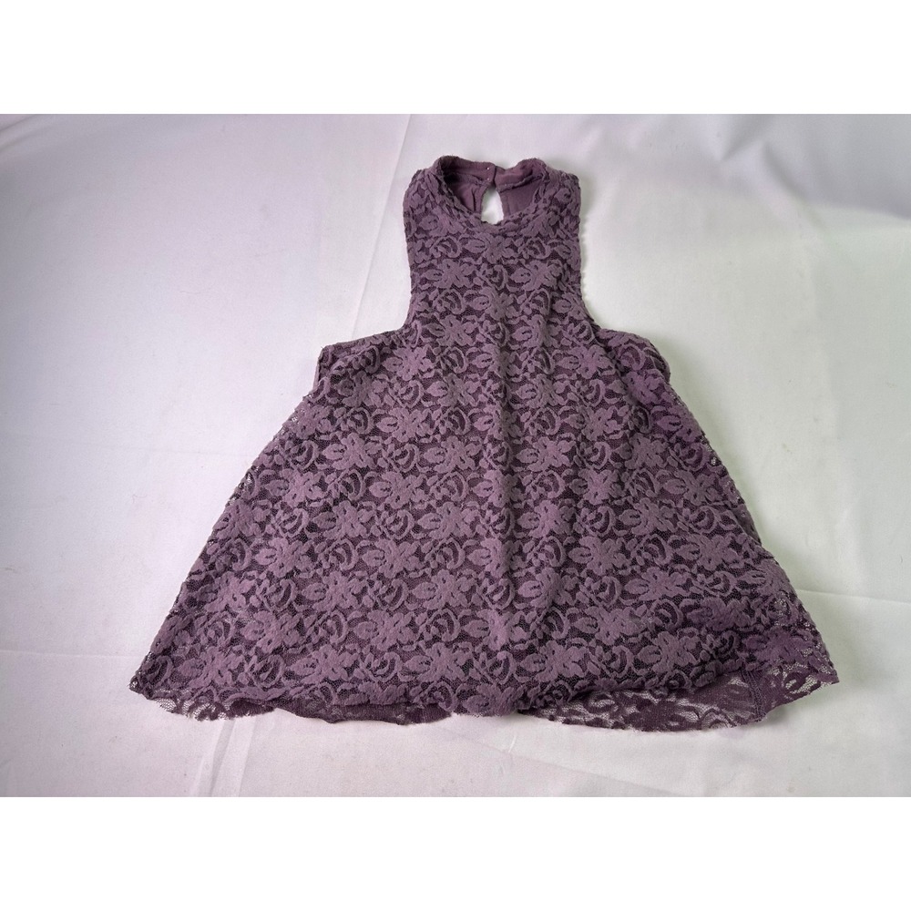 Hollister Women's Size S Purple Floral Lace Halter Tank Top Keyhole Back Boho